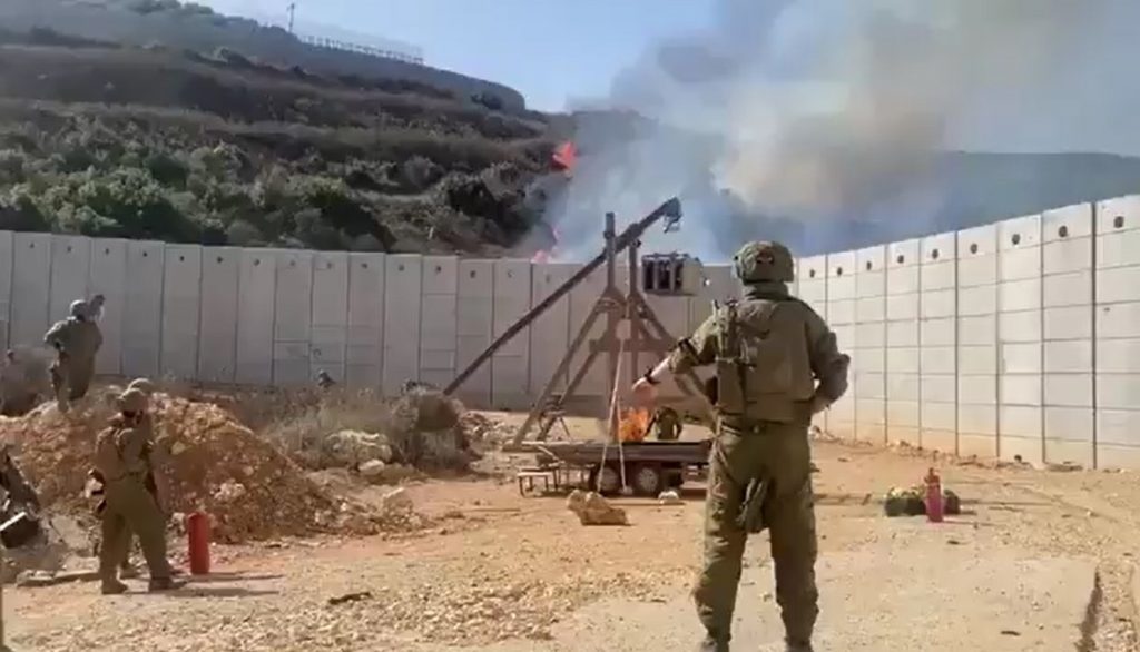 Israeli soldiers catapult Lebanon